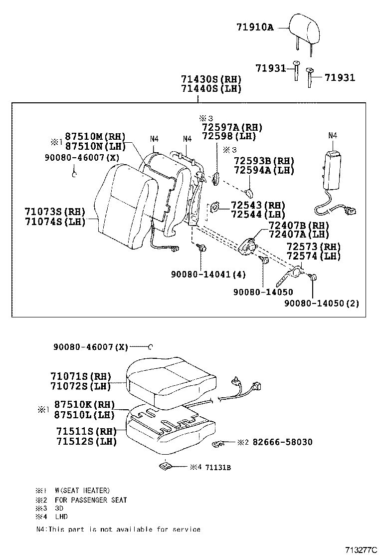 71027-02090-A0 COVER, FRONT SEAT BACK, RH(FOR SEPARATE TYPE) product image