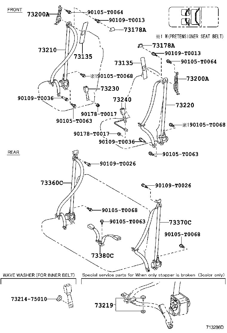 73200-02090-B0 ADJUSTER ASSY, FRONT SHOULDER BELT ANCHOR product image