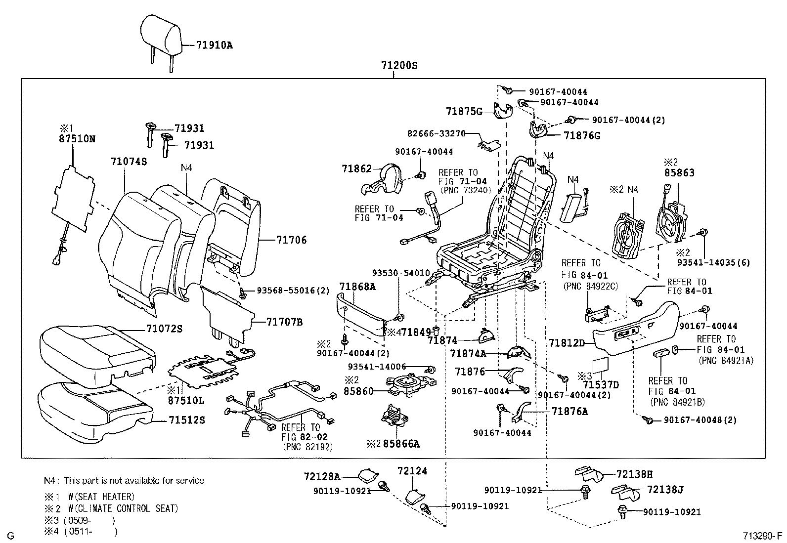 71502-33040 PAD, FRONT SEAT CUSHION, LH (FOR SEPARATE TYPE) product image