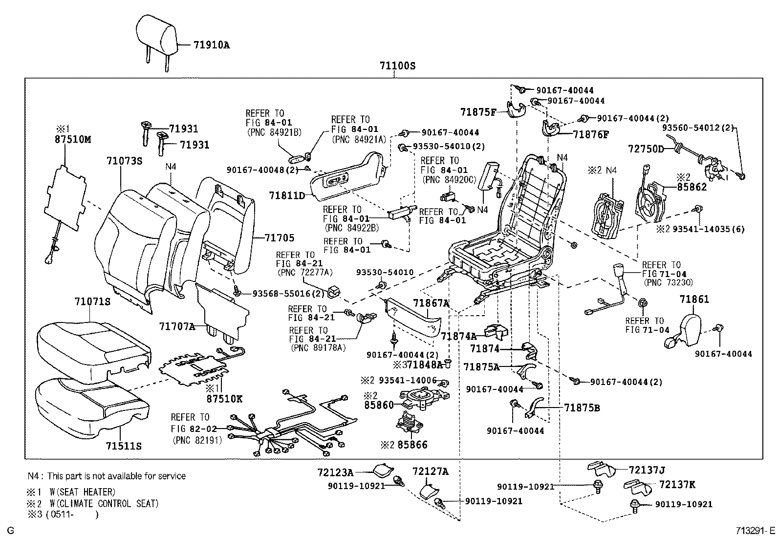 71502-33040 PAD, FRONT SEAT CUSHION, LH (FOR SEPARATE TYPE) product image