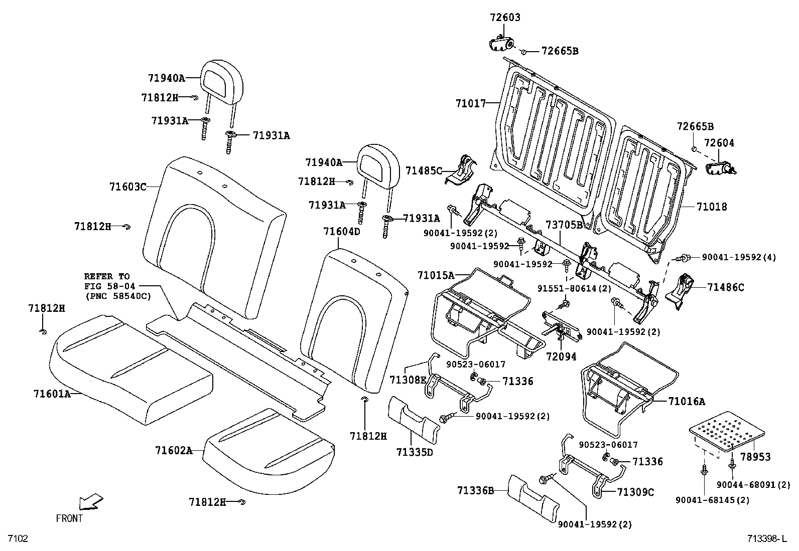 71033-B1020 LEG SUB-ASSY, REAR SEAT, REAR LH product image
