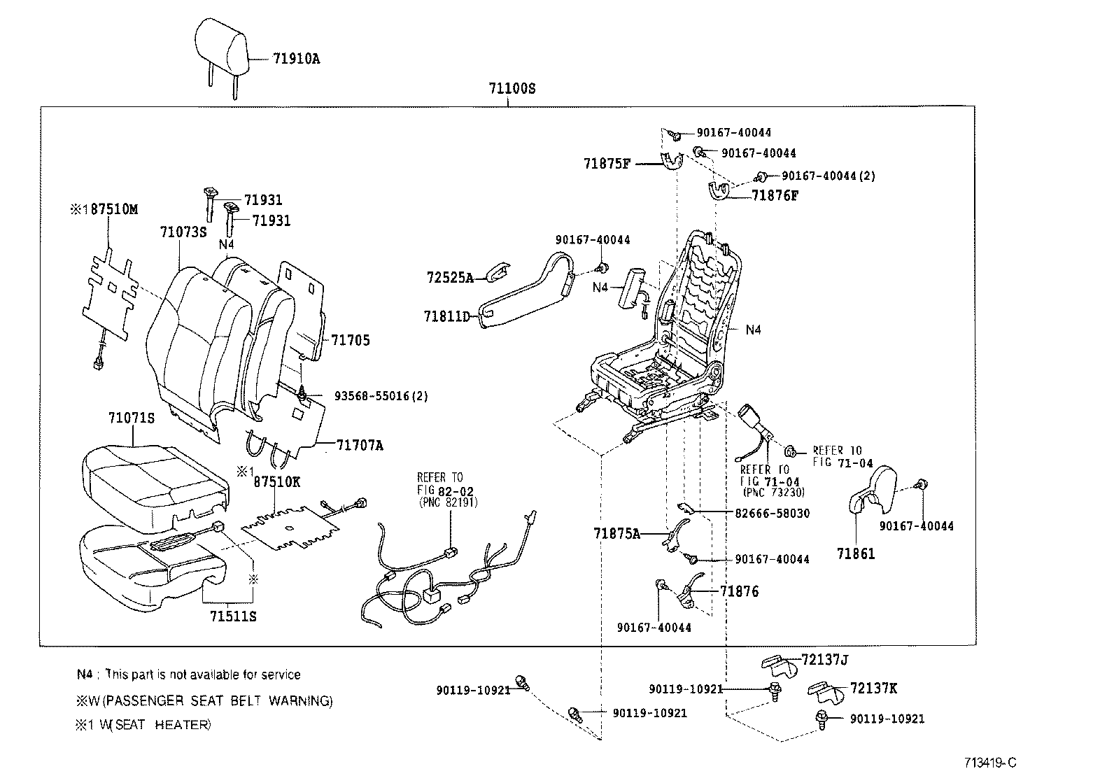 71502-33010 PAD, FRONT SEAT CUSHION, RH(FOR SEPARATE TYPE) product image