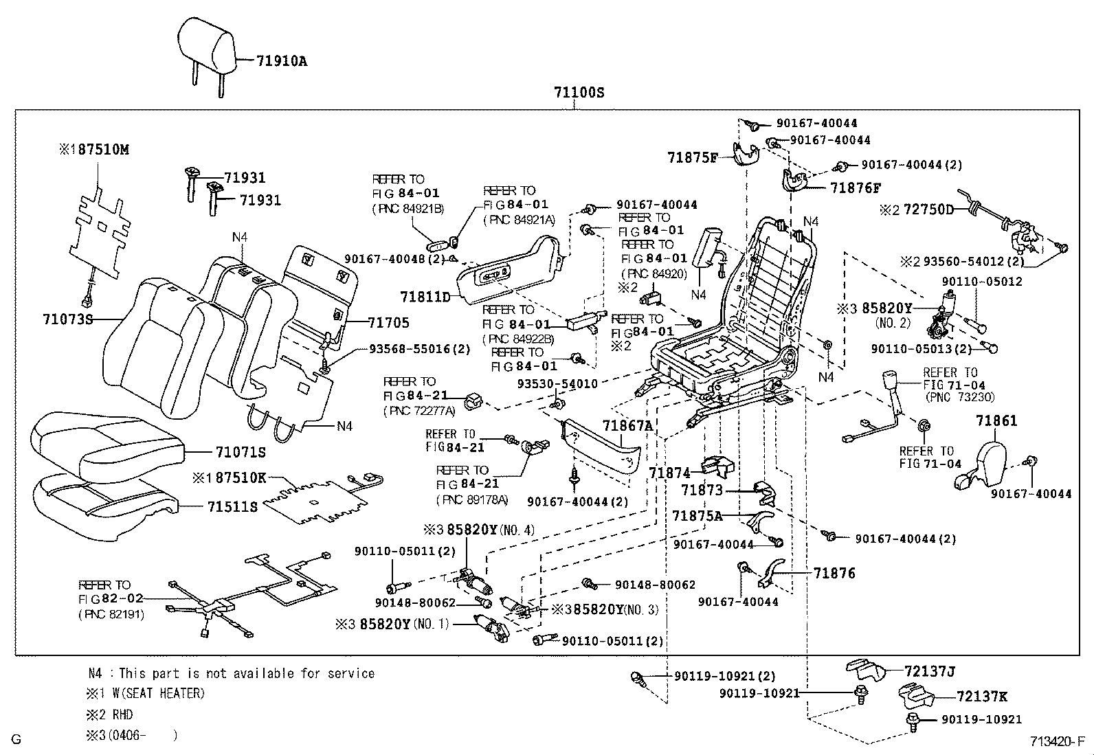 71502-33010 PAD, FRONT SEAT CUSHION, RH(FOR SEPARATE TYPE) product image