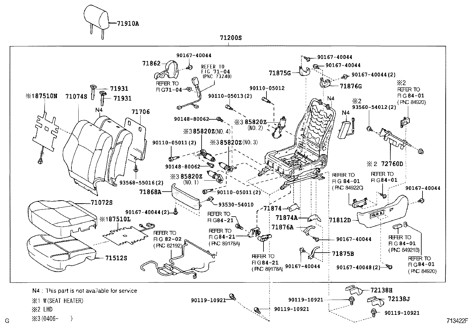 71502-33010 PAD, FRONT SEAT CUSHION, RH(FOR SEPARATE TYPE) product image