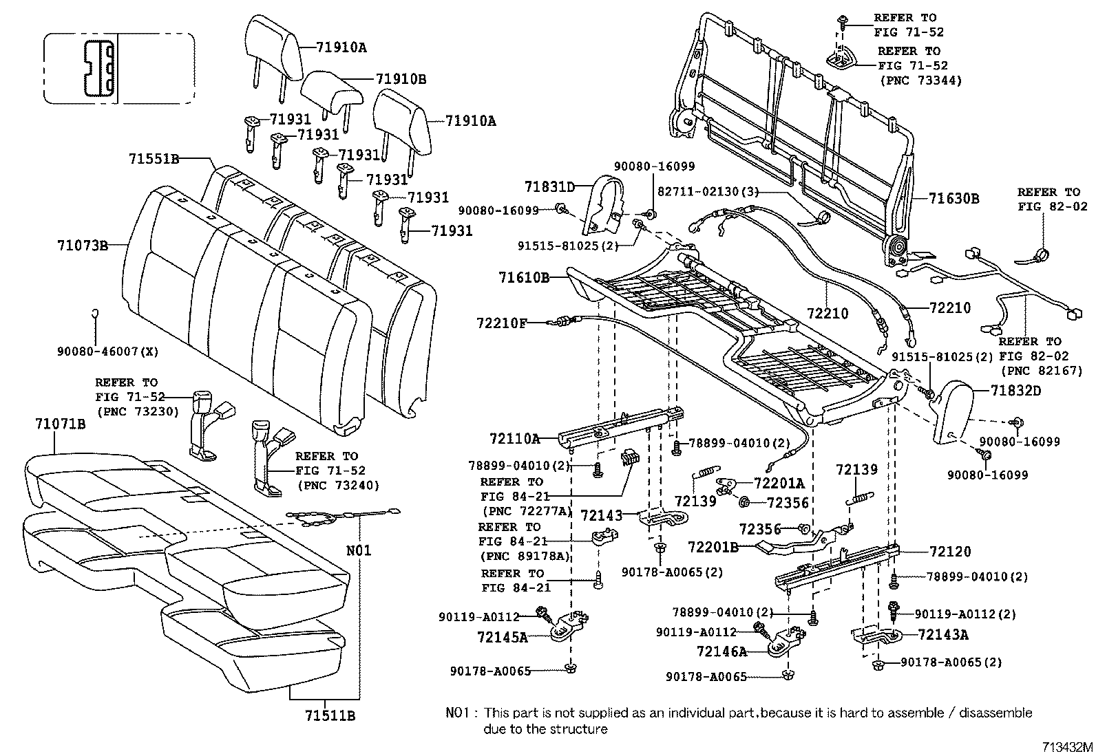Toyota 71073-04801-C3 COVER, FRONT SEAT BACK, RH(FOR SEPARATE TYPE)