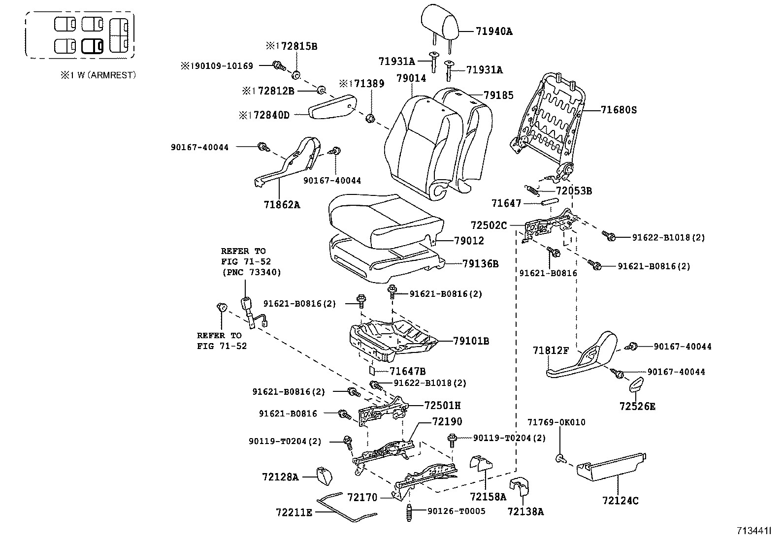 79103-0K030 FRAME SUB-ASSY, NO.1 SEAT BACK, RH product image