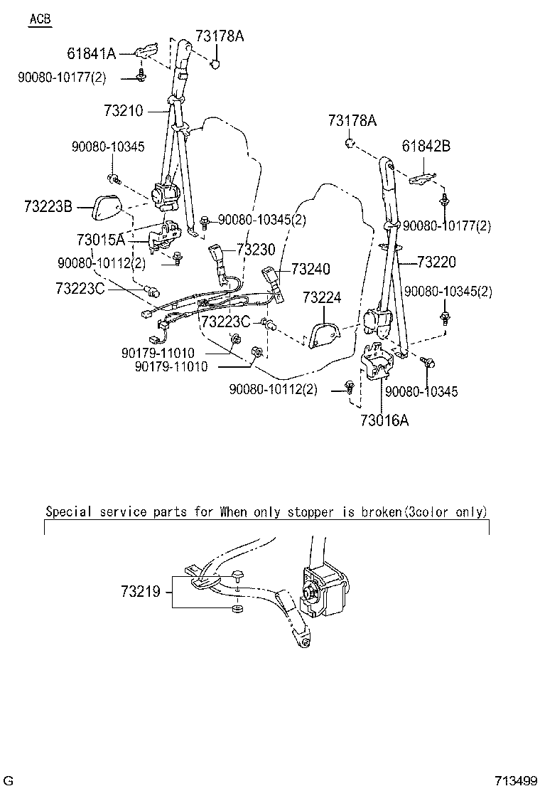 73131-0C010 BRACKET, SEAT BELT product image