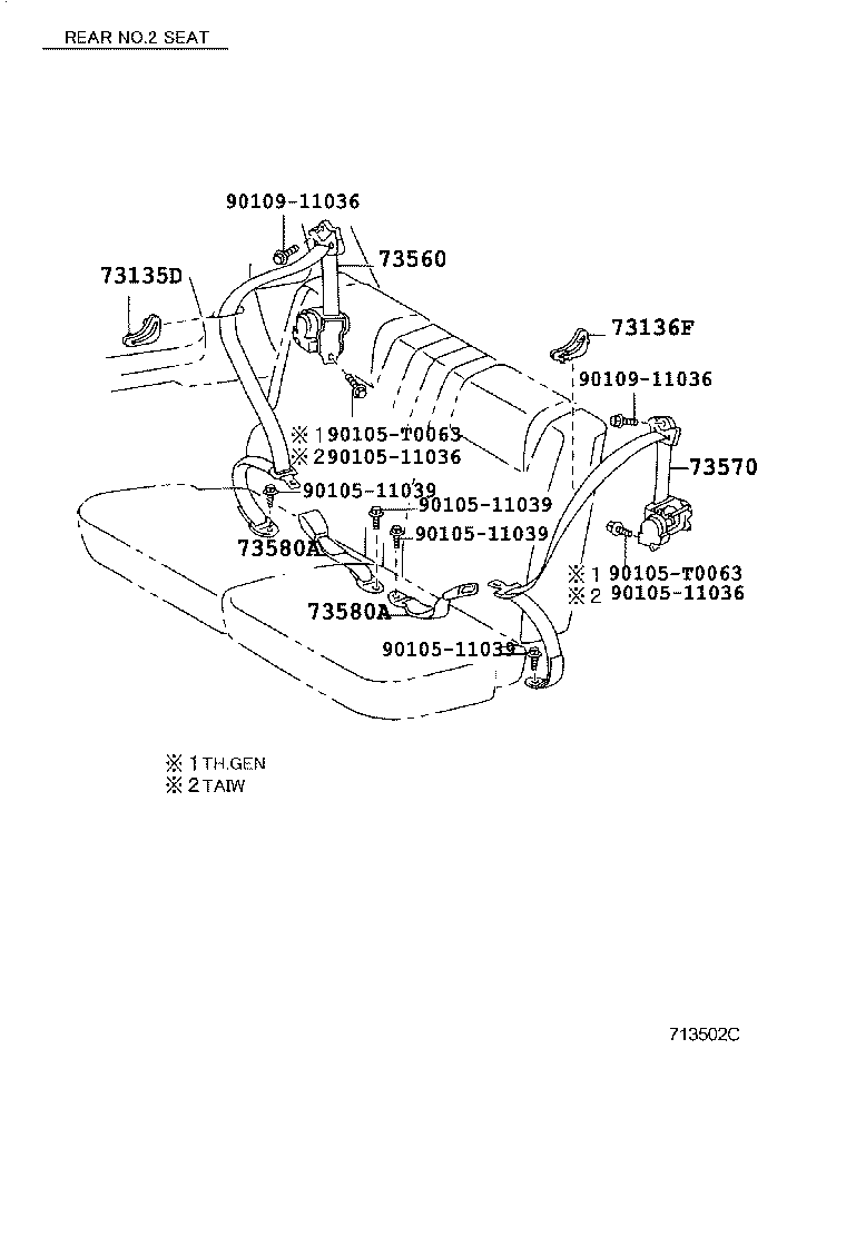 73230-0M030-C0 BELT ASSY, FRONT SEAT INNER, LH product image