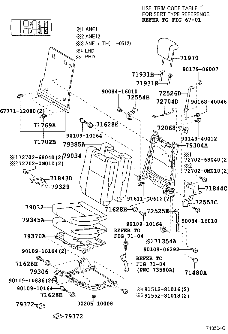 67771-28050 CLIP, REAR SEAT BACK BOARD product image