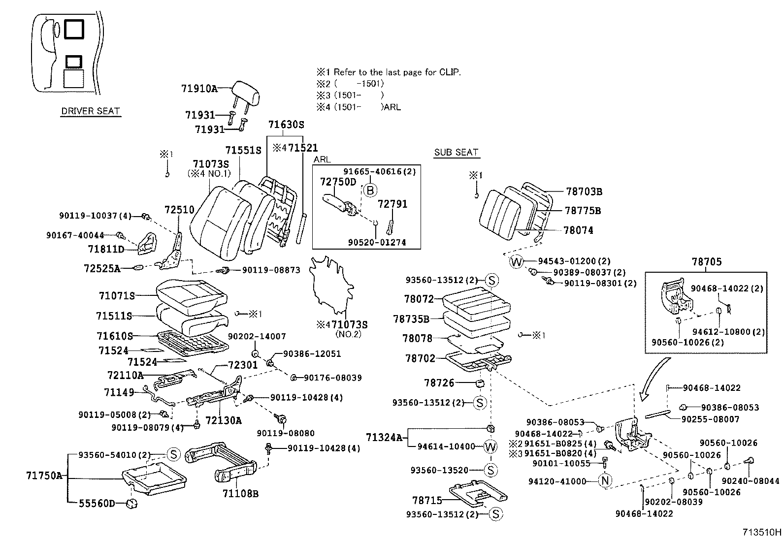 79103-36040 FRAME SUB-ASSY, NO.1 SEAT BACK, LH product image
