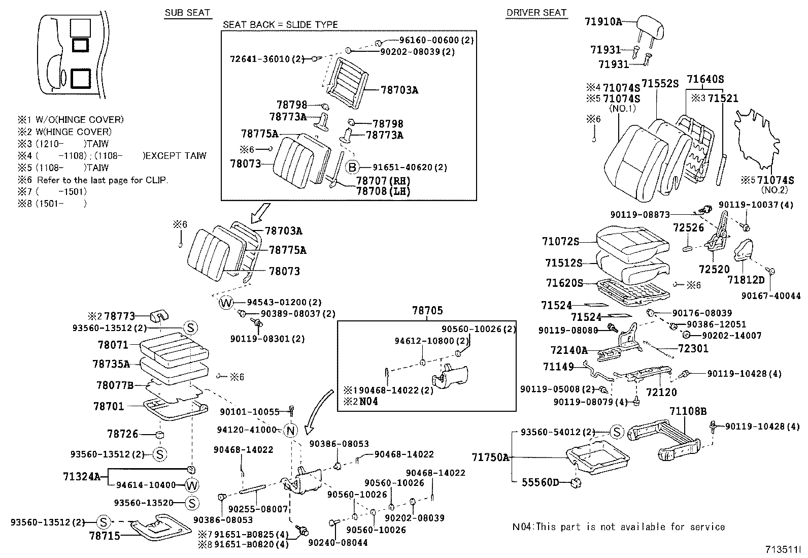 79103-36040 FRAME SUB-ASSY, NO.1 SEAT BACK, LH product image