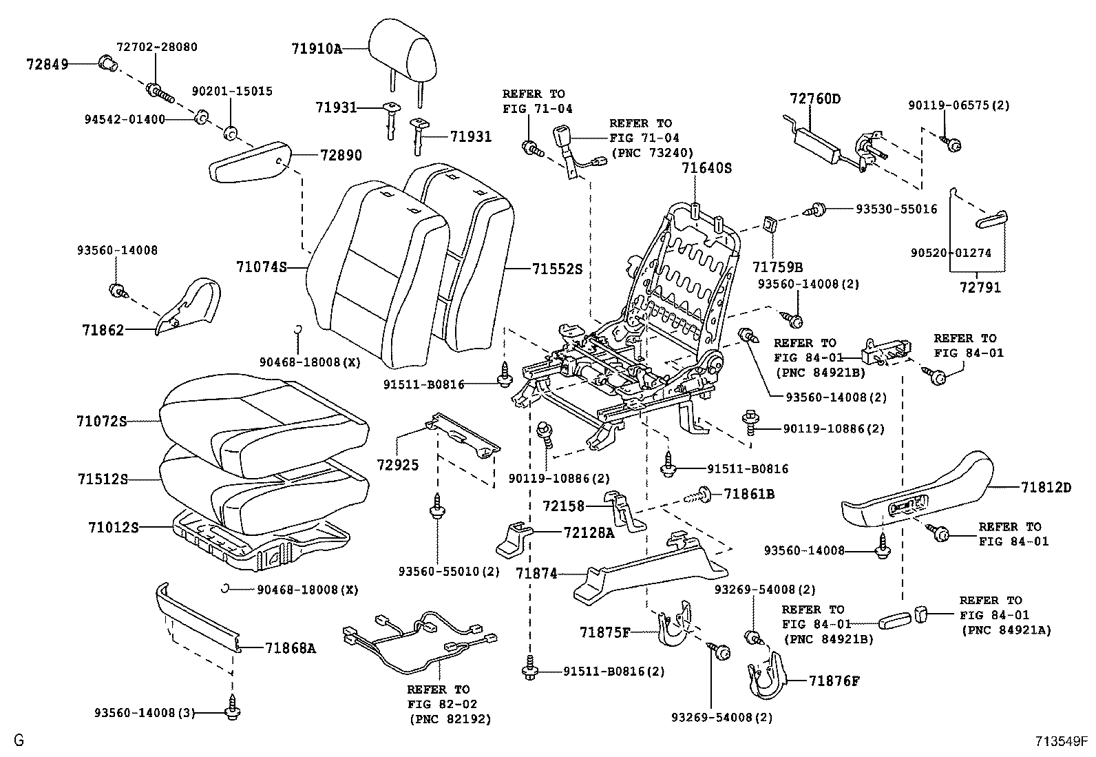71052-68010 PAD, FRONT SEAT CUSHION, LH (FOR SEPARATE TYPE) product image