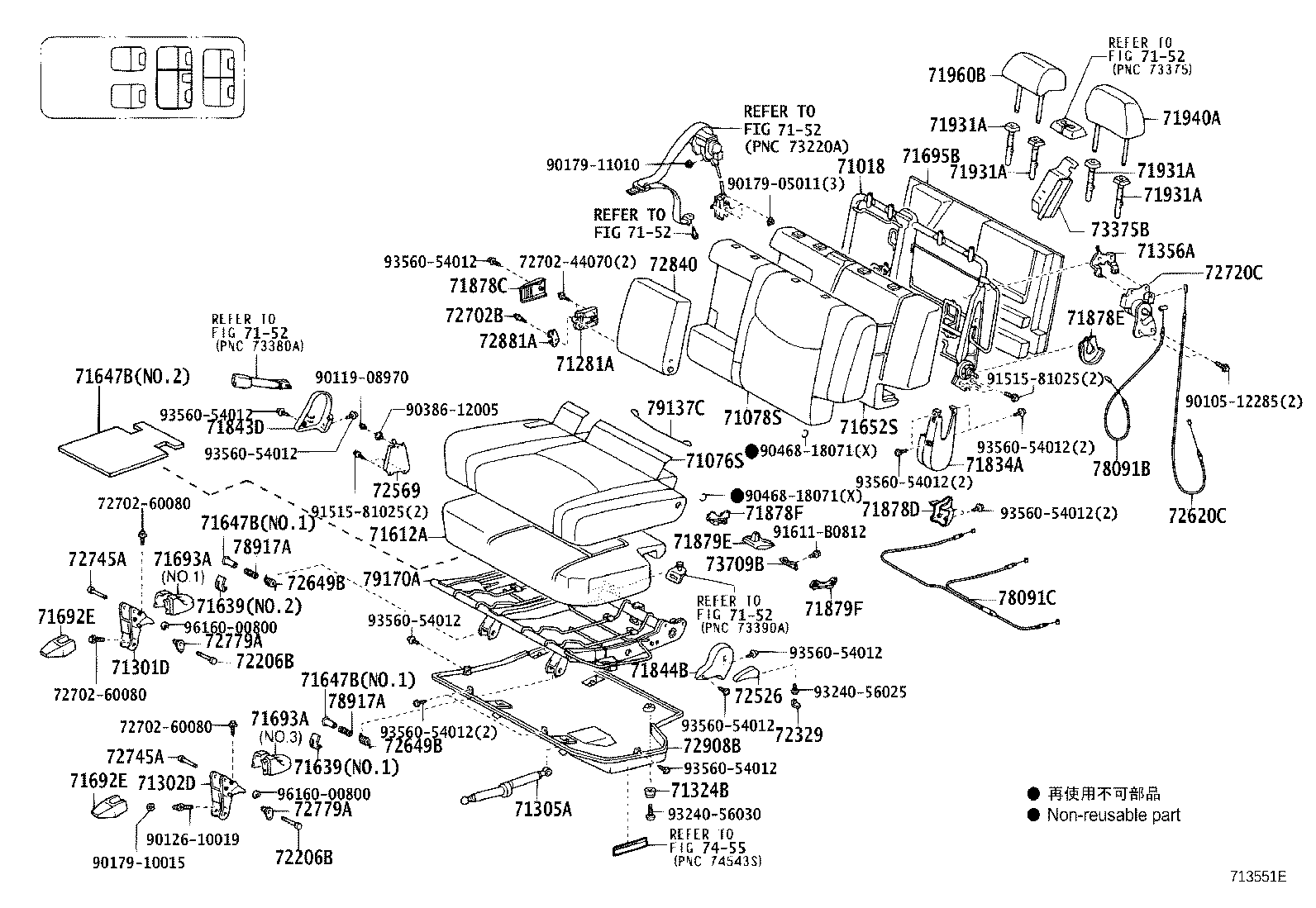 71017-60490 FRAME SUB-ASSY, REAR SEAT BACK, RH product image