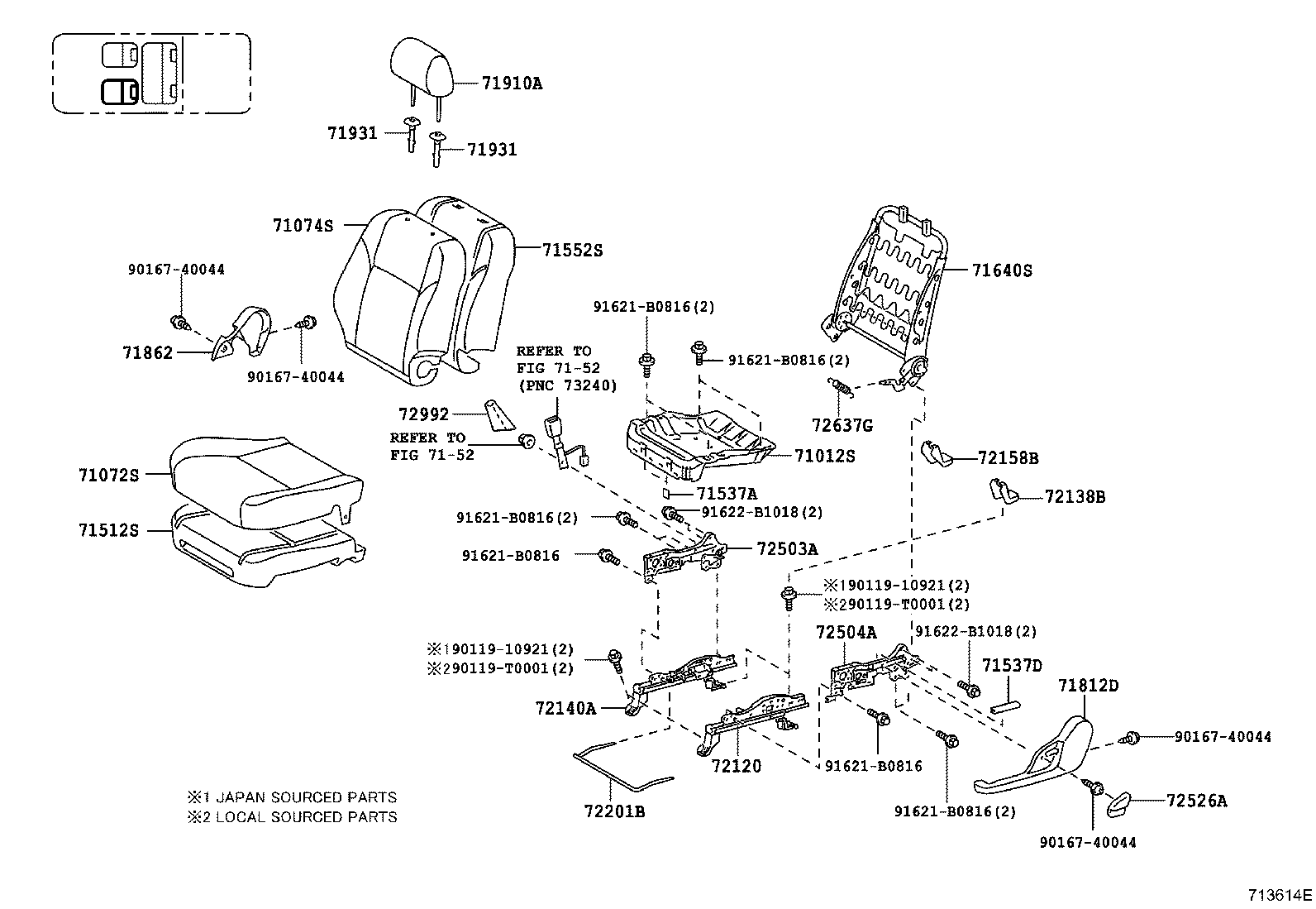 Toyota 71073-0KB40-B0 COVER, FRONT SEAT BACK, RH(FOR SEPARATE TYPE)