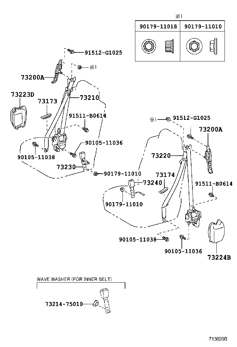 73210-30892-B2 BELT ASSY, FRONT SEAT OUTER, RH product image