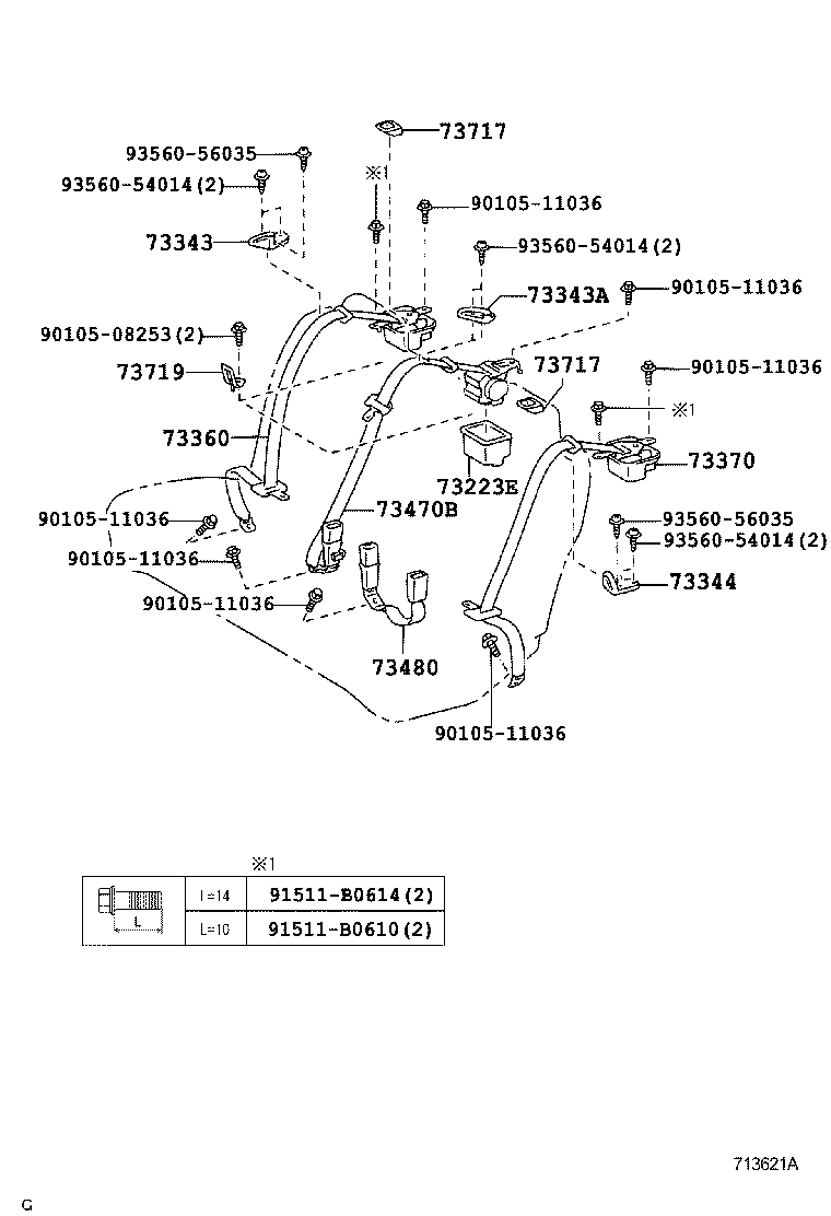 73210-30892-B2 BELT ASSY, FRONT SEAT OUTER, RH product image