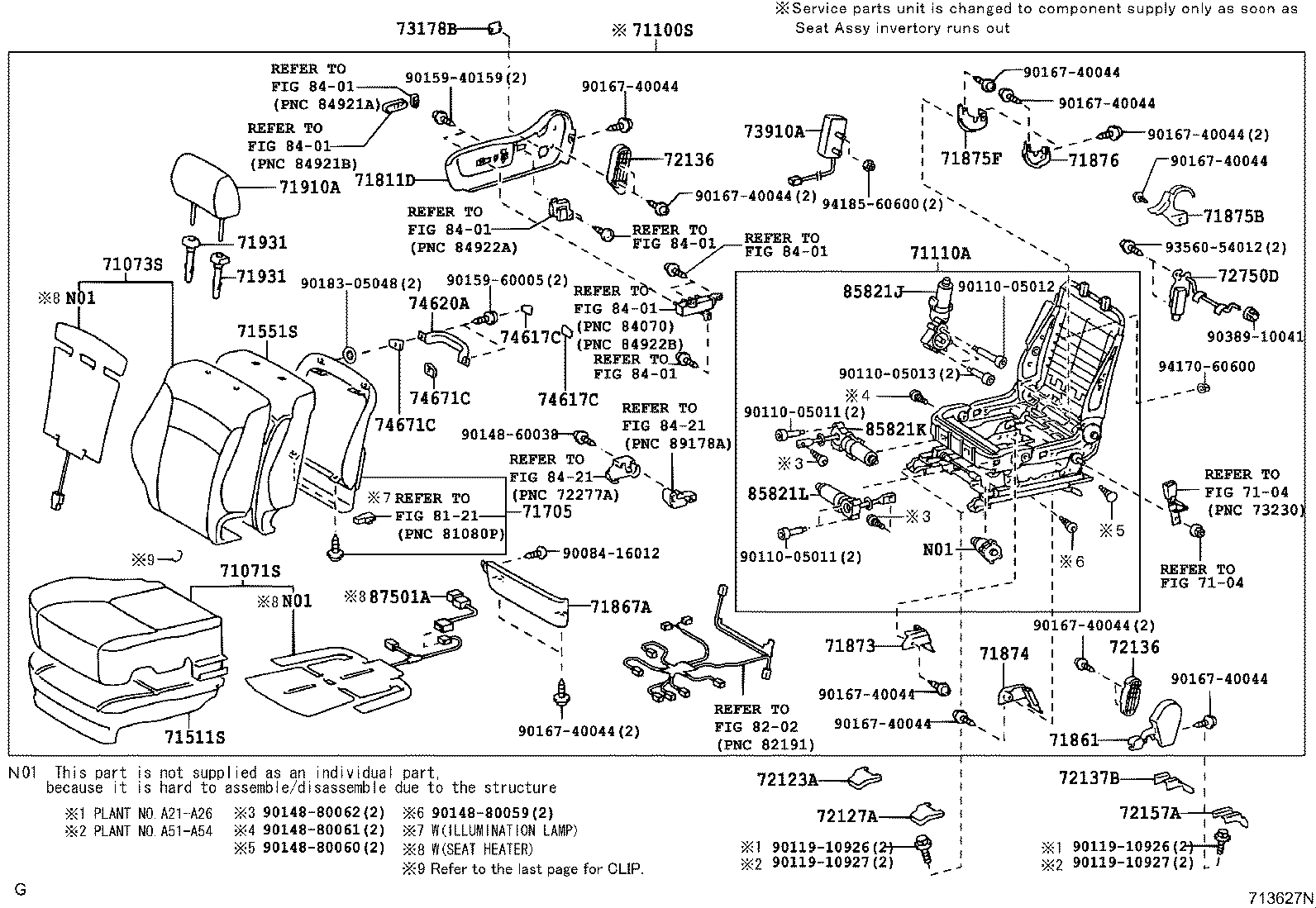 71502-30020 PAD, FRONT SEAT CUSHION, LH (FOR SEPARATE TYPE) product image