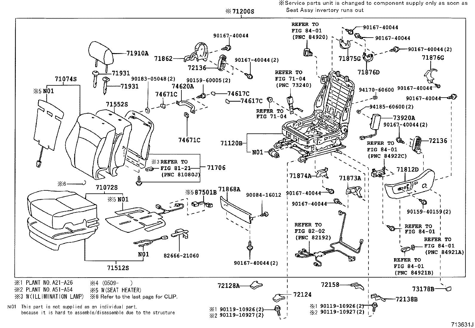 71502-30020 PAD, FRONT SEAT CUSHION, LH (FOR SEPARATE TYPE) product image
