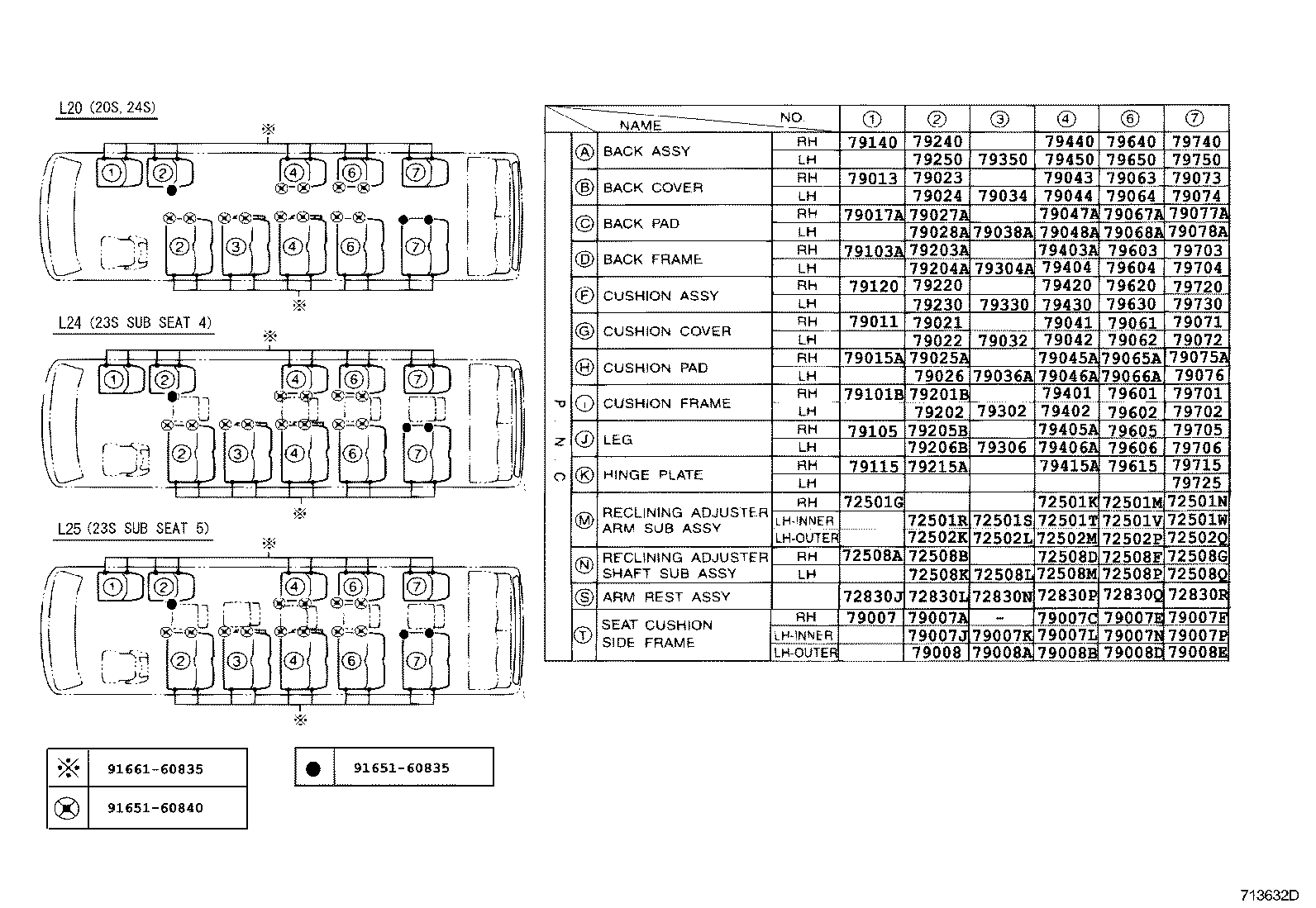 79103-0S030 FRAME SUB-ASSY, NO.1 SEAT BACK, RH product image