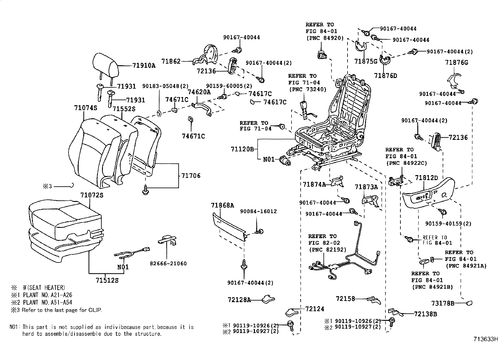 71502-30020 PAD, FRONT SEAT CUSHION, LH (FOR SEPARATE TYPE) product image