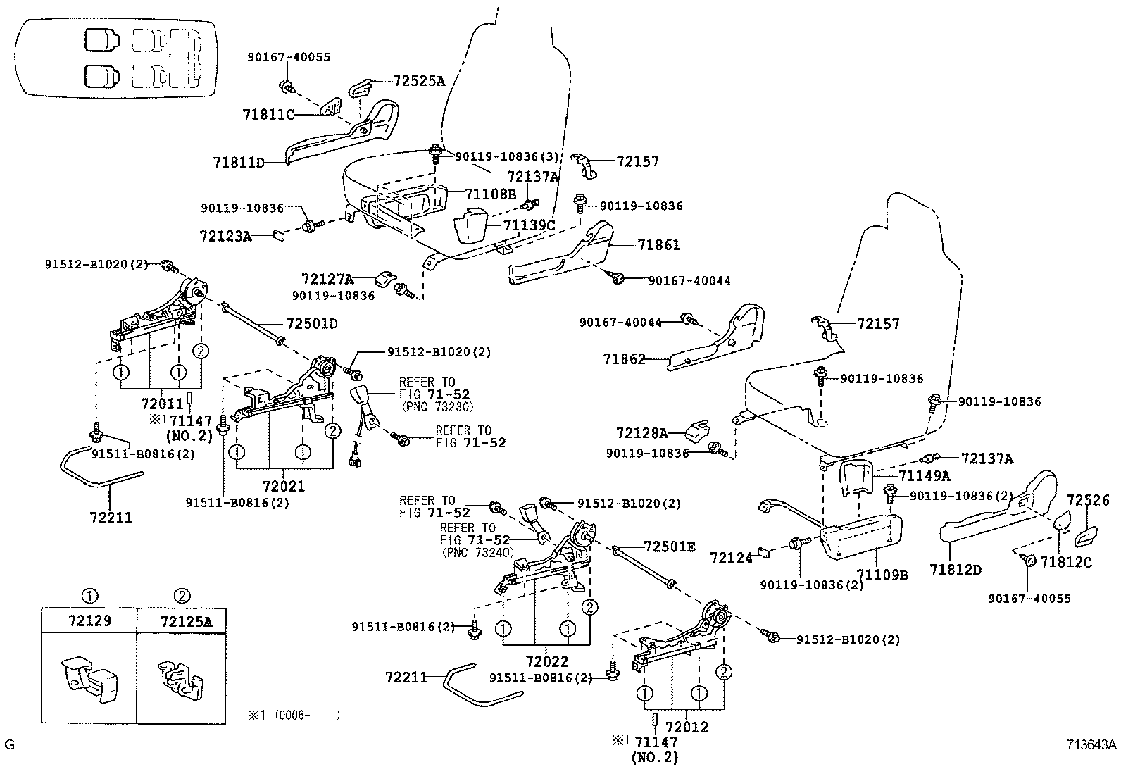 71033-28110 LEG SUB-ASSY, REAR SEAT CUSHION product image