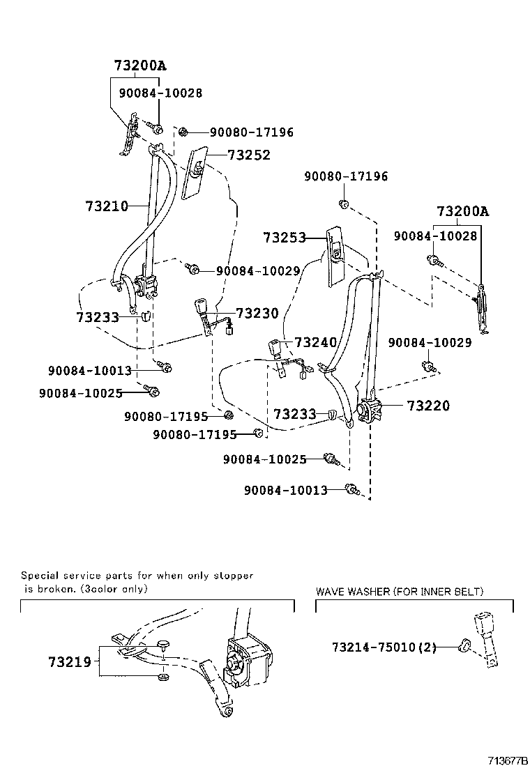 Toyota 73220-AC030-B0 BELT ASSY, FRONT SEAT OUTER, LH