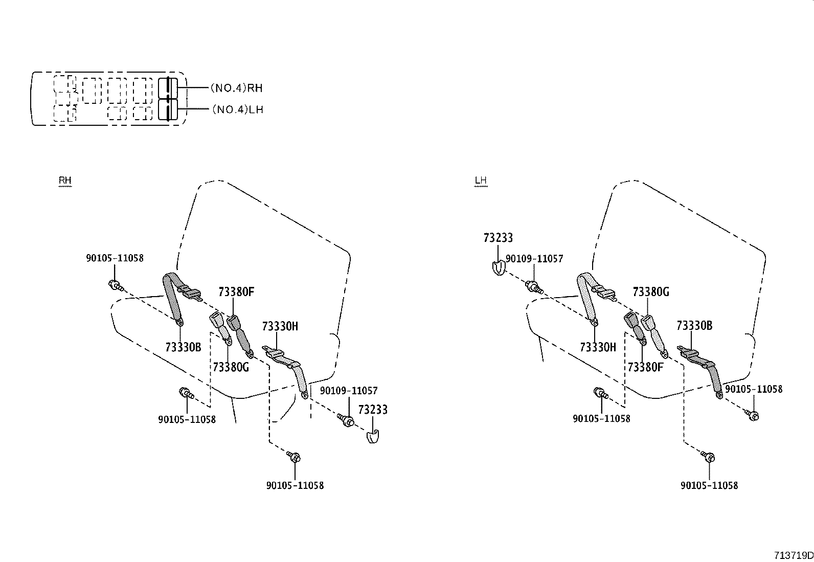 73158-26010 BRACKET, SEAT BELT GUIDE SET product image