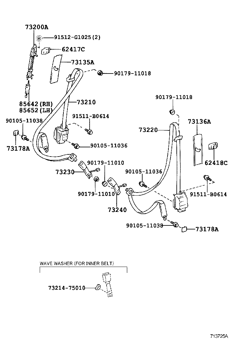 62418-40020 PAD, CENTER PILLAR, LH product image