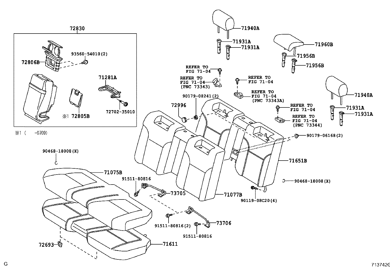 Toyota 71075-30C41-C1 COVER, REAR SEAT CUSHION (FOR BENCH TYPE)