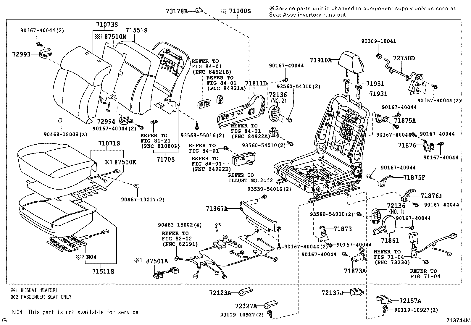 71502-30031 PAD, FRONT SEAT CUSHION, LH (FOR SEPARATE TYPE) product image