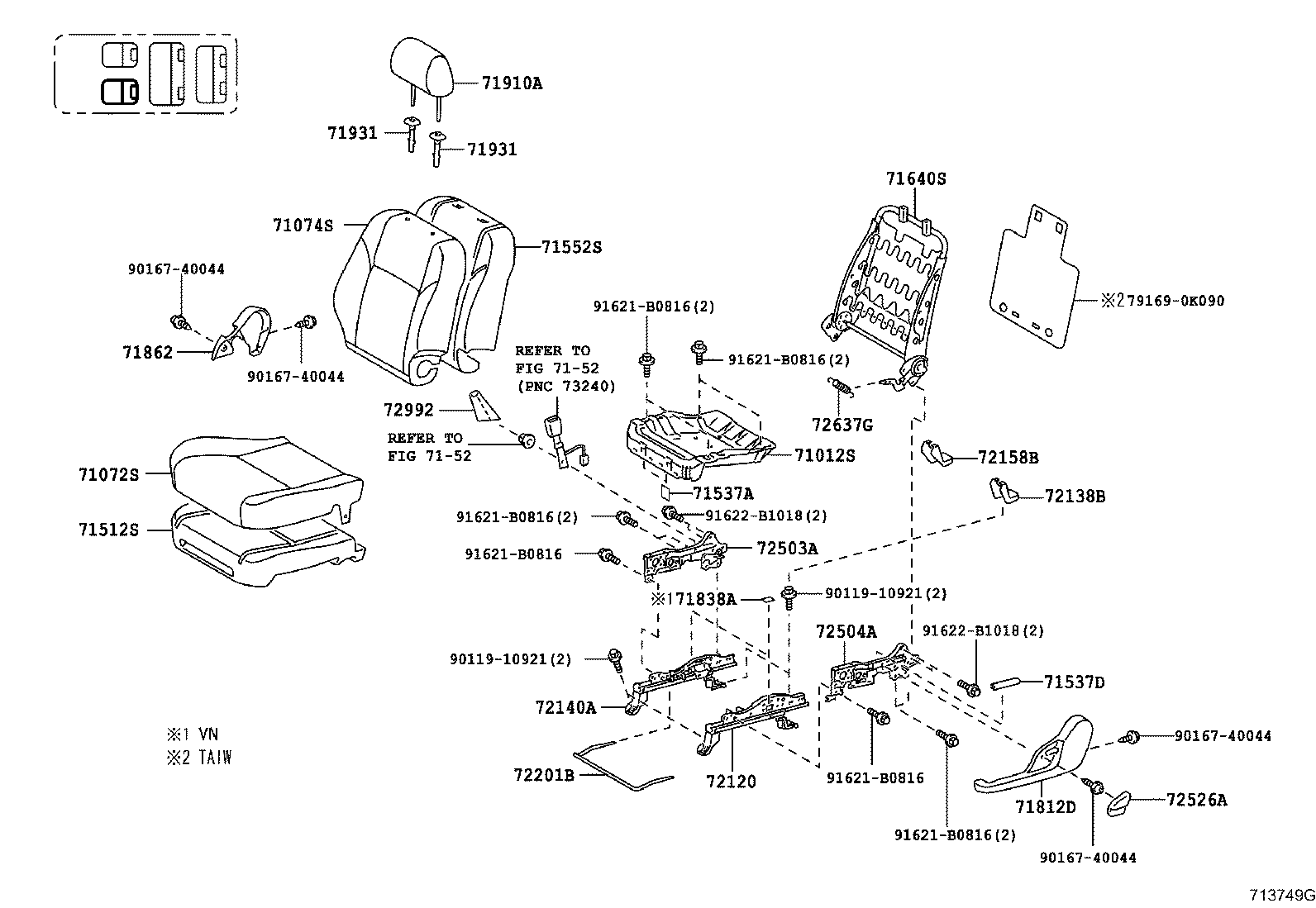 79103-0K030 FRAME SUB-ASSY, NO.1 SEAT BACK, RH product image