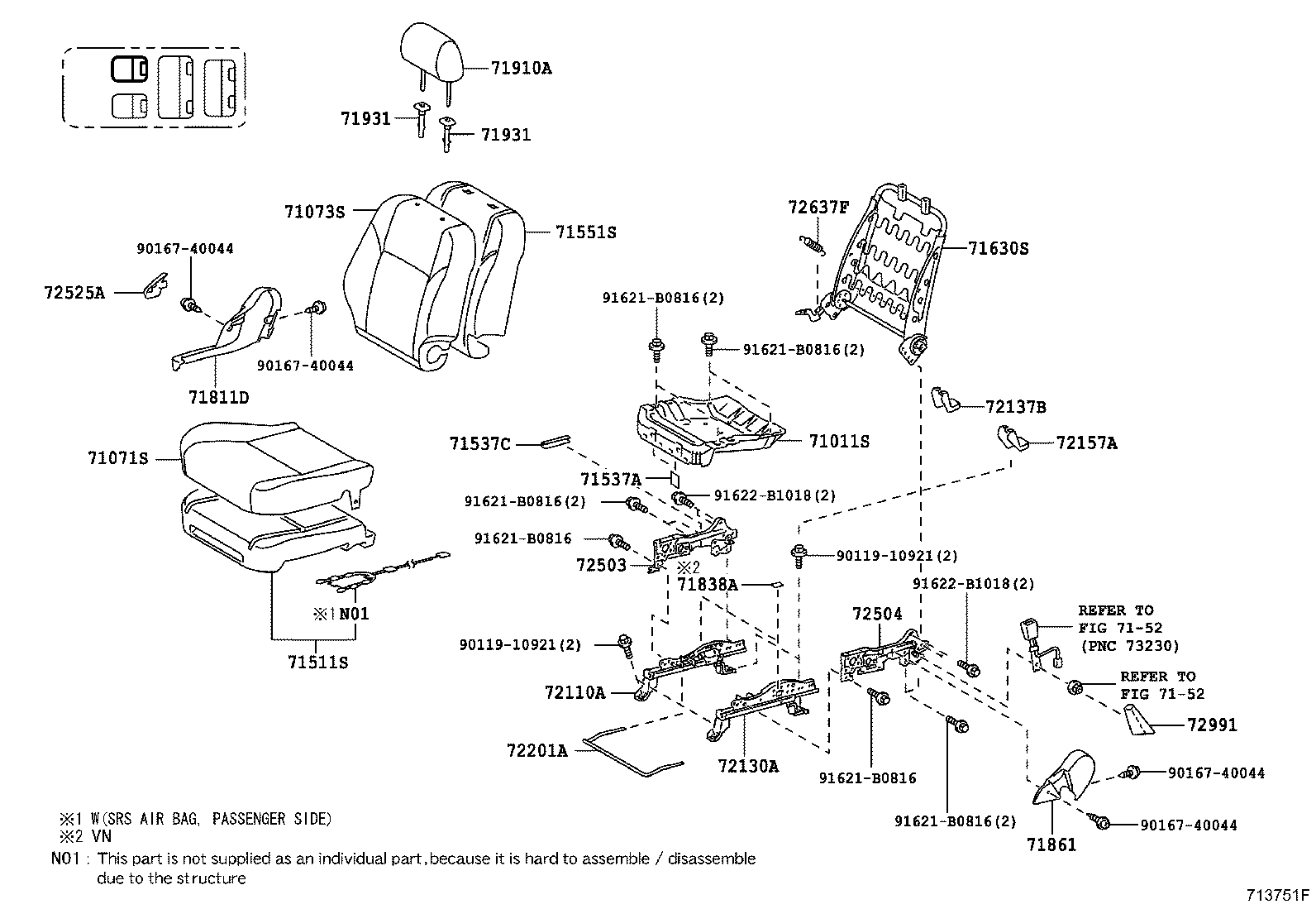 79103-0K030 FRAME SUB-ASSY, NO.1 SEAT BACK, RH product image