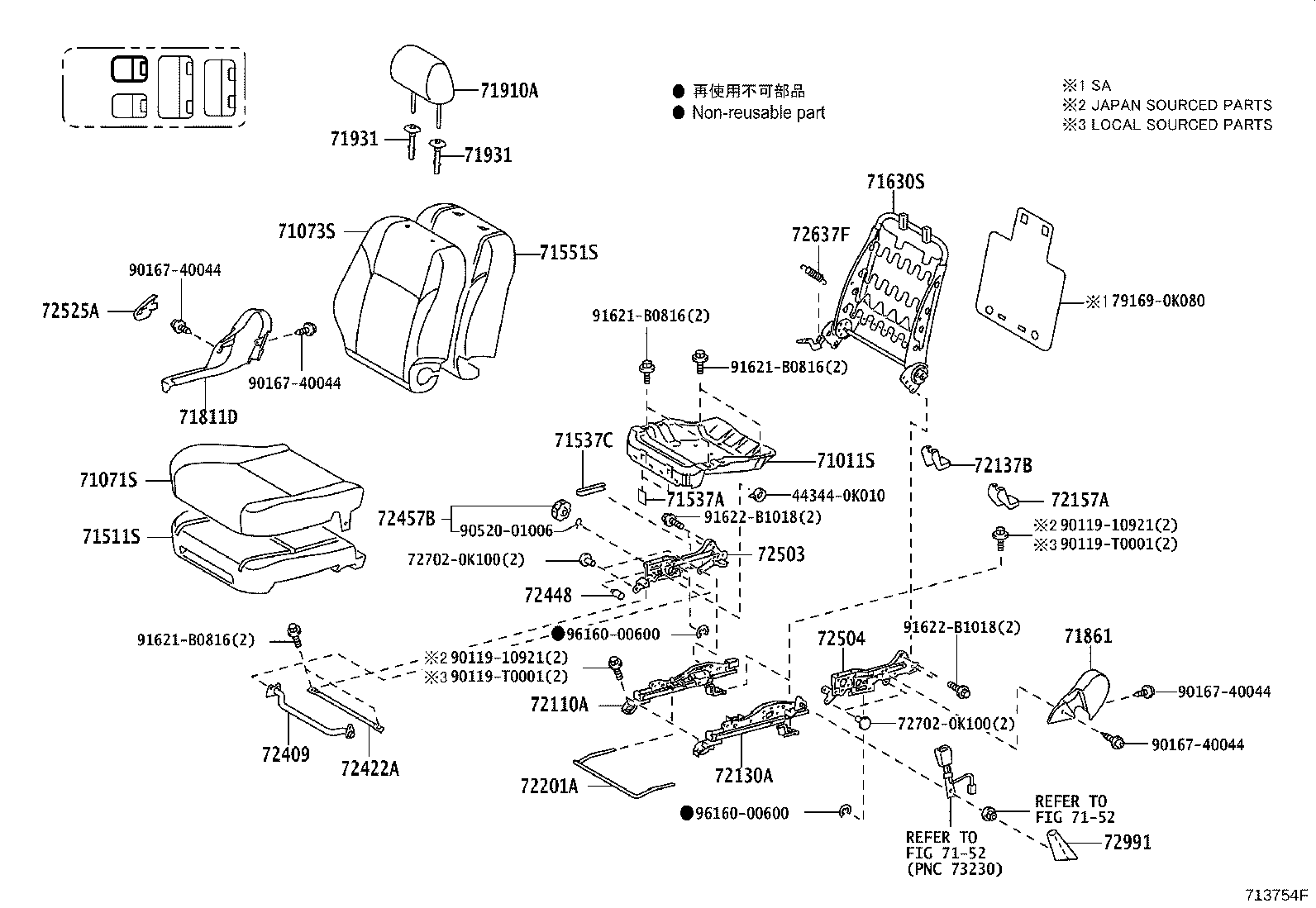 71051-0K030 PAD, FRONT SEAT CUSHION, RH(FOR SEPARATE TYPE) product image
