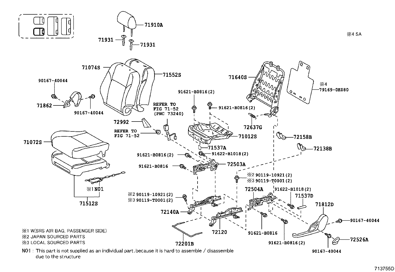 71051-0K030 PAD, FRONT SEAT CUSHION, RH(FOR SEPARATE TYPE) product image