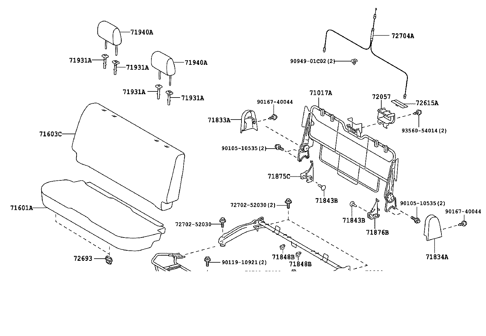 71017-52411 FRAME SUB-ASSY, REAR SEAT BACK, RH product image