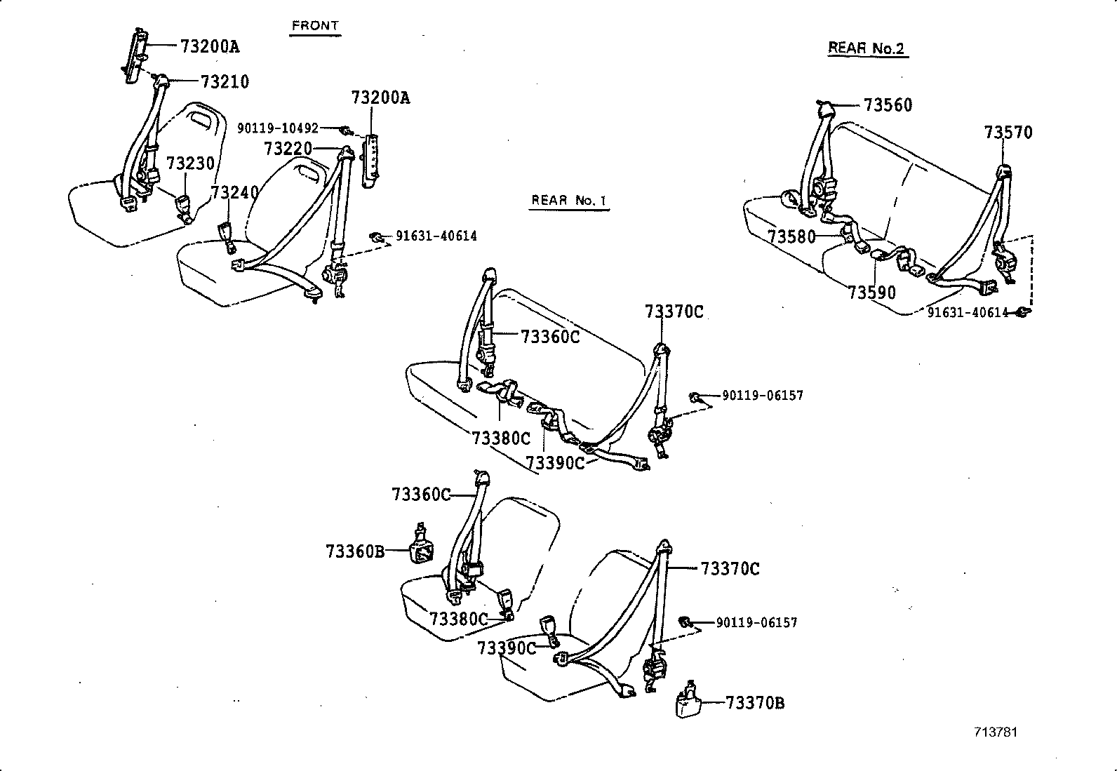 73210-28360-B0 BELT ASSY, FRONT SEAT OUTER, RH product image