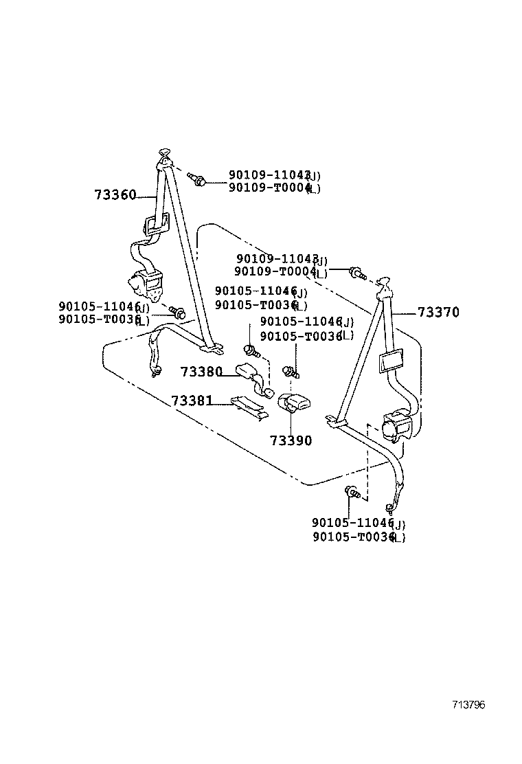 73230-35680-B0 BELT ASSY, FRONT SEAT INNER, RH product image