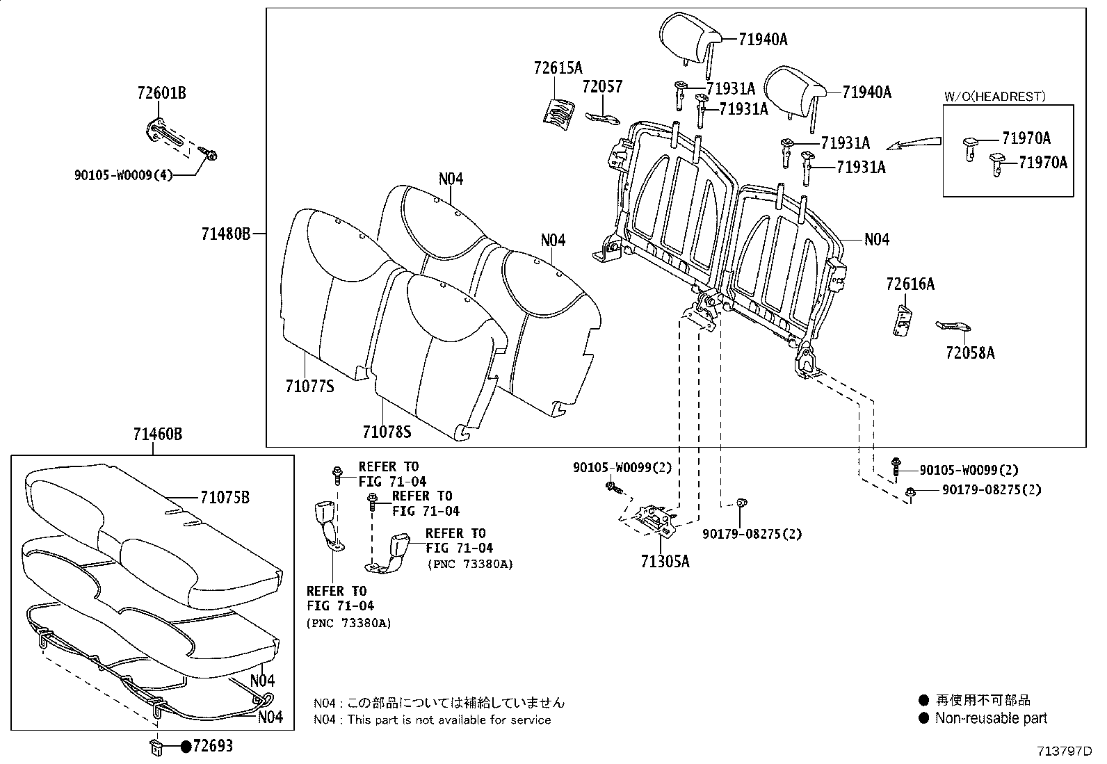 71035-YV010 HINGE SUB-ASSY, REAR SEAT BACK, CENTER product image