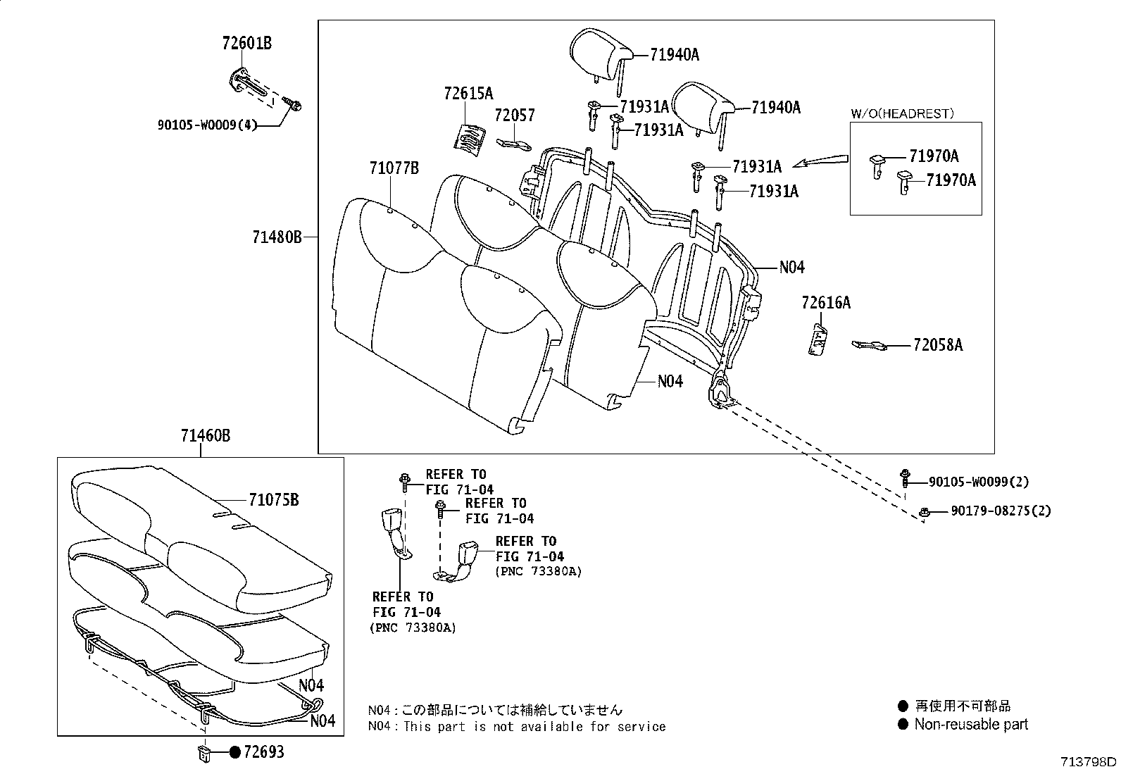 71035-YV010 HINGE SUB-ASSY, REAR SEAT BACK, CENTER product image