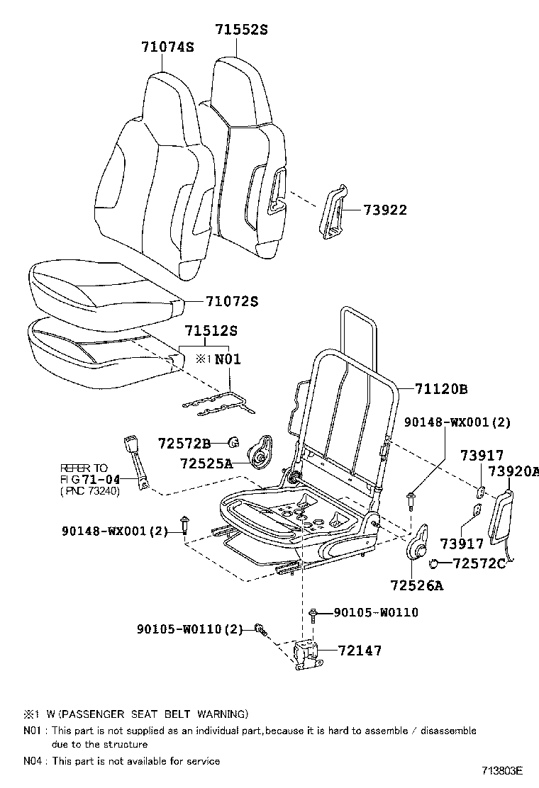 71511-YV010 PAD, FRONT SEAT CUSHION, RH(FOR SEPARATE TYPE) product image