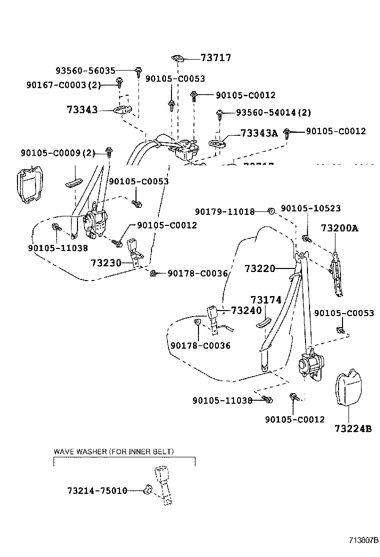 73719-0N010 BRACKET, CHILD RESTRAINT SEAT TETHER ANCHOR product image