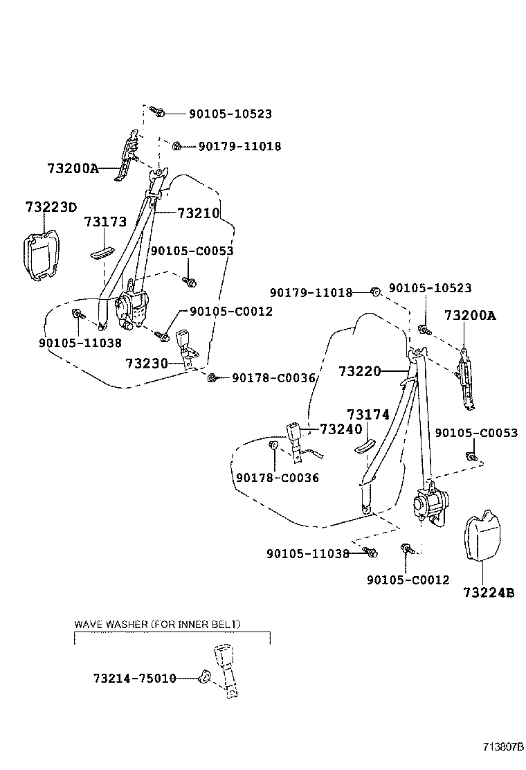 73719-0N010 BRACKET, CHILD RESTRAINT SEAT TETHER ANCHOR product image