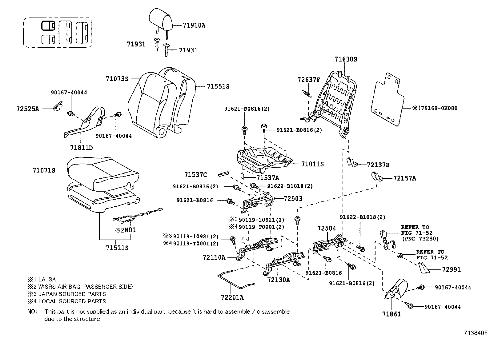 71051-0K030 PAD, FRONT SEAT CUSHION, RH(FOR SEPARATE TYPE) product image