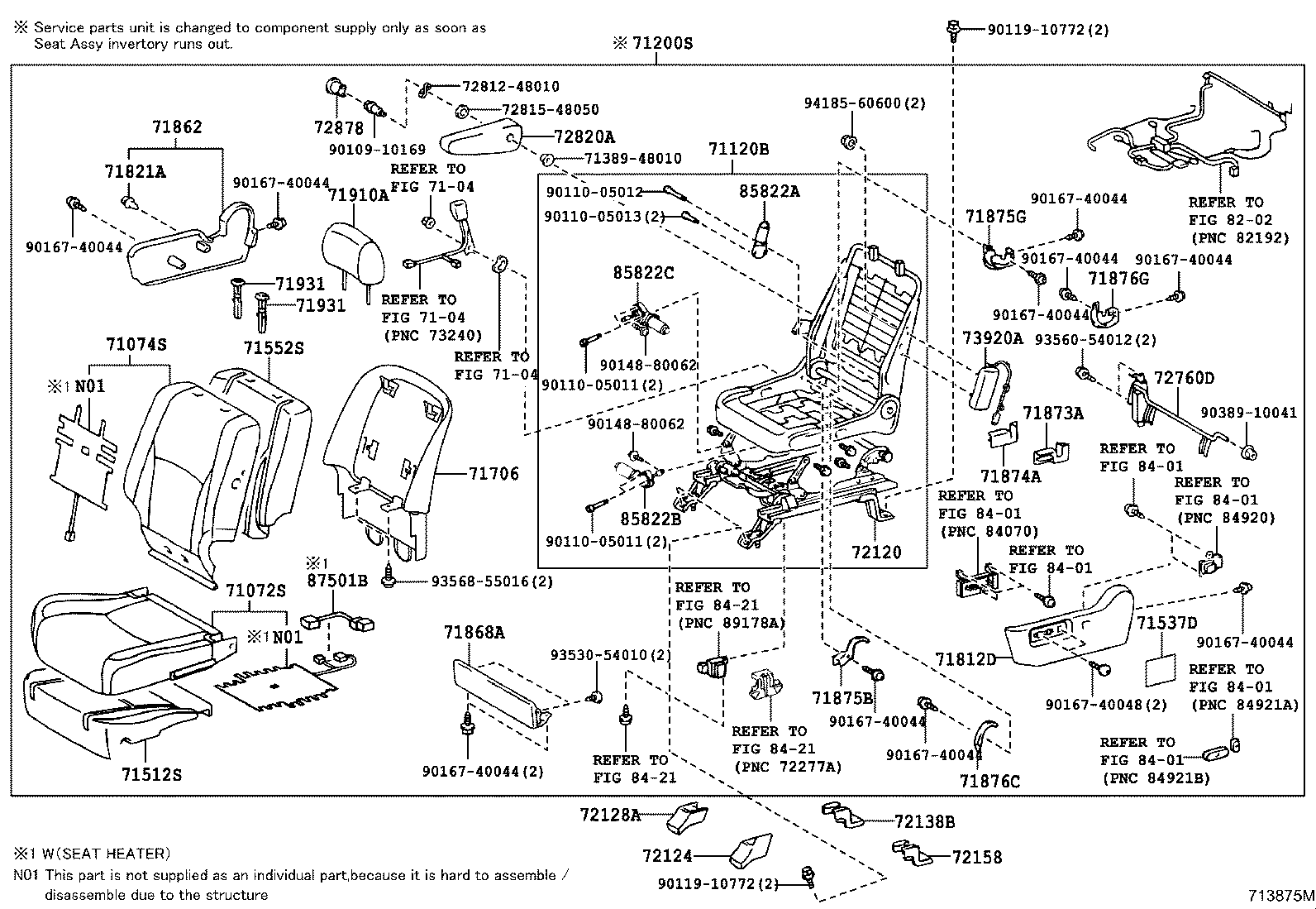 Toyota 71073-48360-B0 COVER, FRONT SEAT BACK, RH(FOR SEPARATE TYPE)