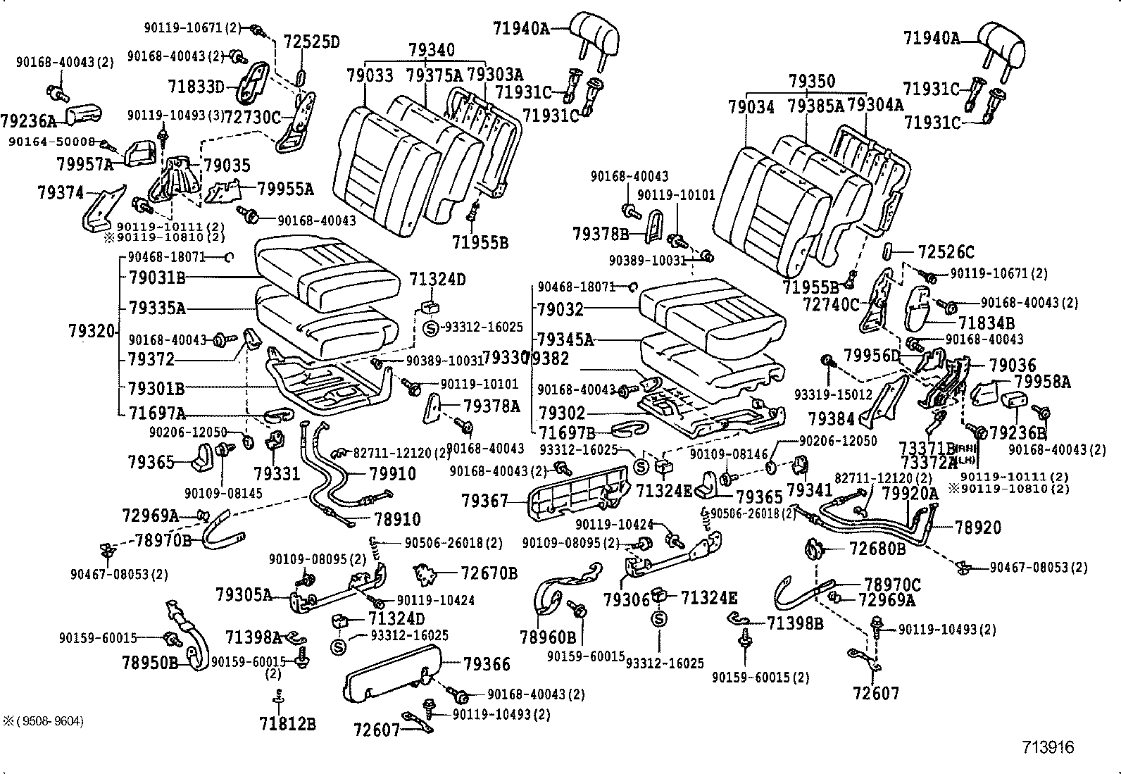 71014-60122 FRAME SUB-ASSY, FRONT SEAT BACK, LH product image