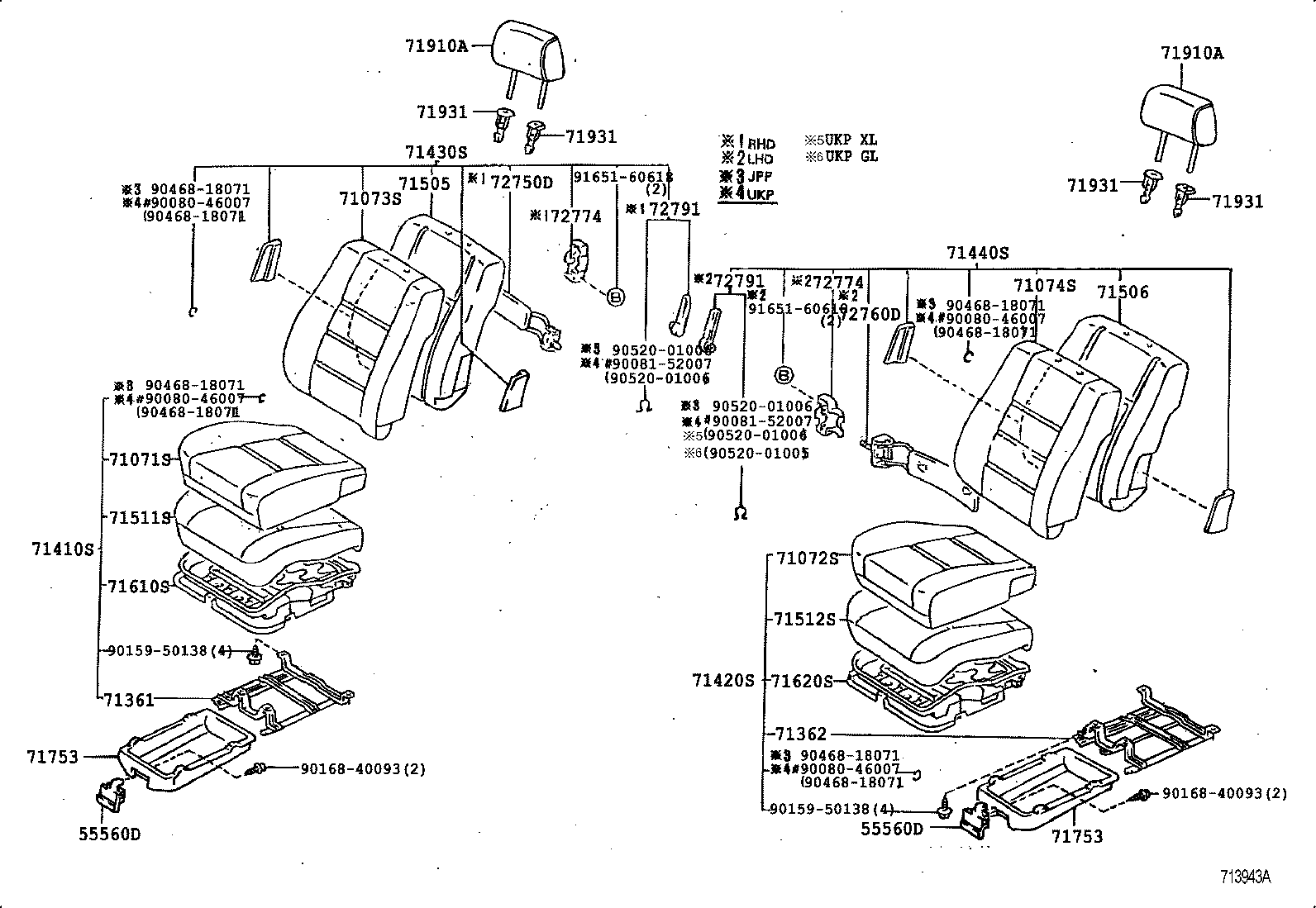 71610-05020 SPRING ASSY, FRONT SEAT CUSHION, RH(FOR SEPARATE TYPE) product image