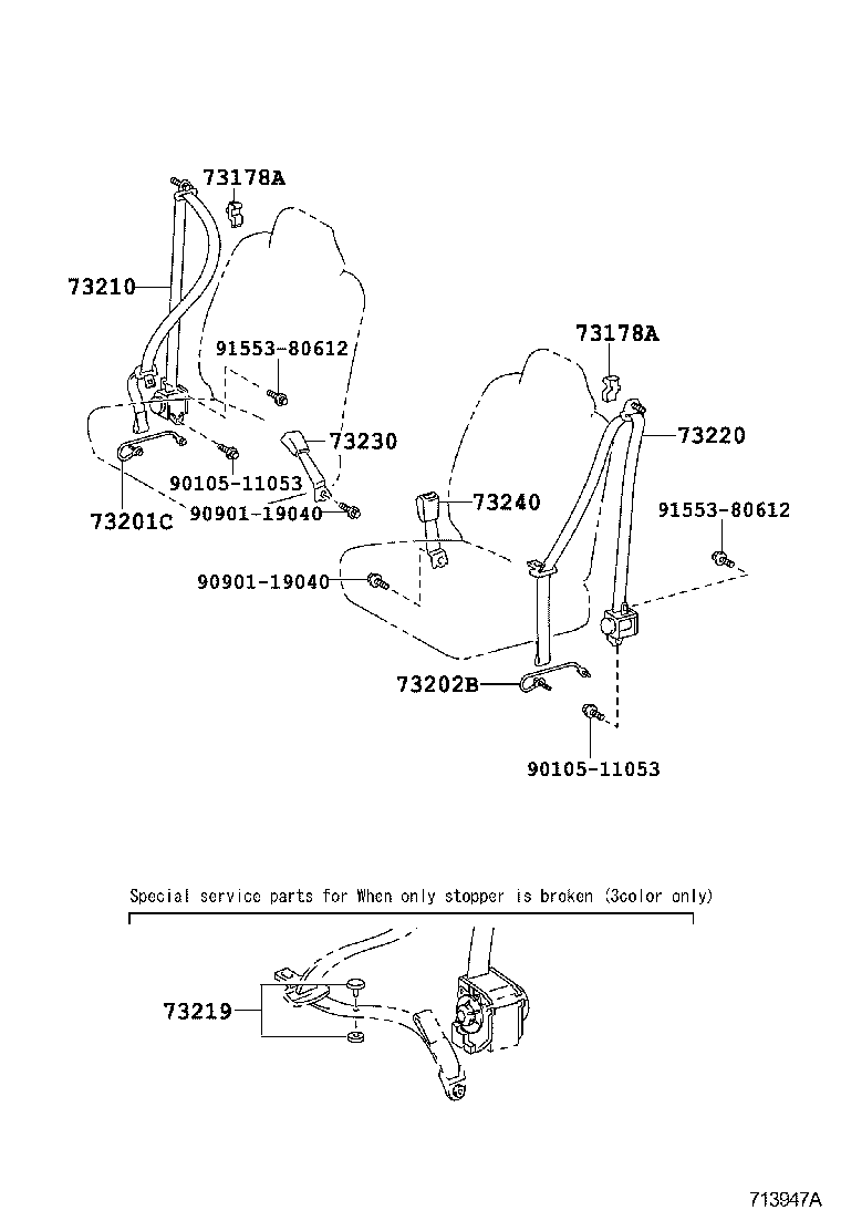 73143-52010 SEAL, SEAT BELT HOLE product image