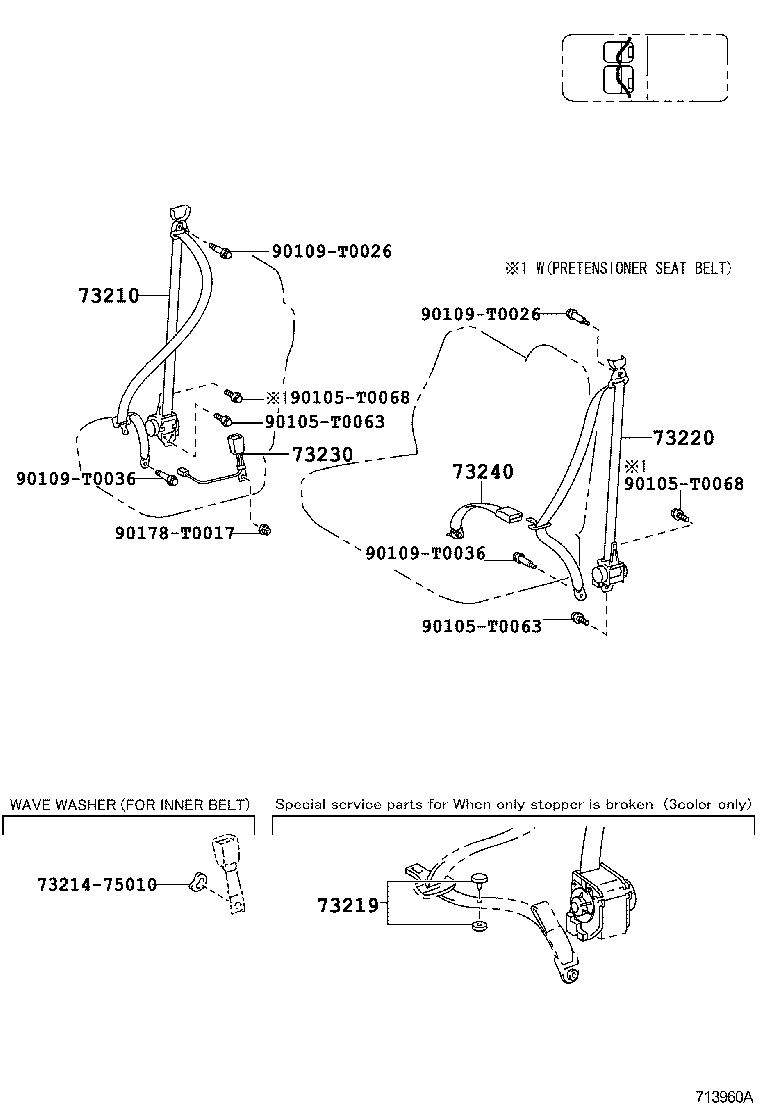 73200-02090-B0 ADJUSTER ASSY, FRONT SHOULDER BELT ANCHOR product image