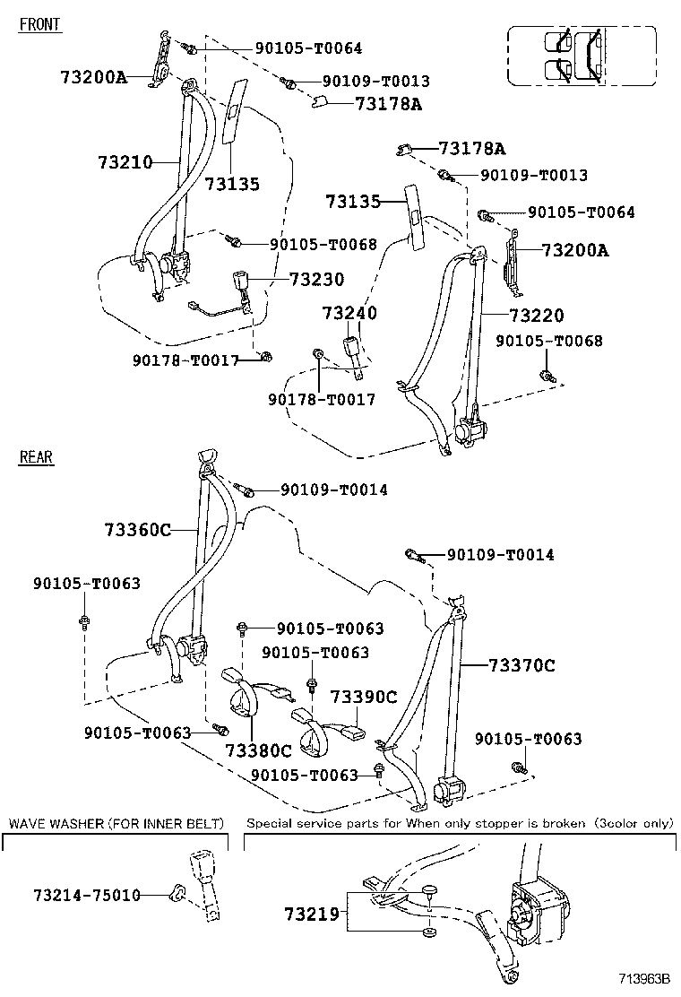 73200-02090-B0 ADJUSTER ASSY, FRONT SHOULDER BELT ANCHOR product image