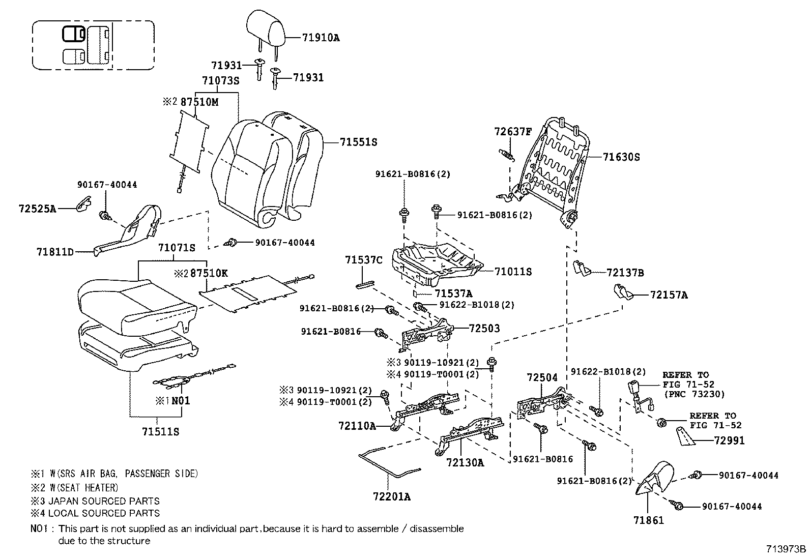 71071-0KB90-B0 COVER, FRONT SEAT CUSHION, RH(FOR SEPARATE TYPE) product image